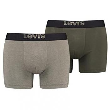 Bóxer Levi's Optical Illusion Algodón Orgánico Gris Claro Verde Caqui (Paquete de 2) - L