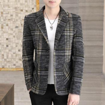 Chaqueta de traje a cuadros para hombre estilo urbano