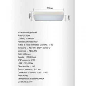 Lampada da Esterno LED 12W Bianco Rettangolare Luce Calda 3000K