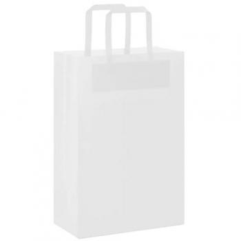 Bolsas de Papel con Asas 250 uds – Tamaño 21x11x31 cm (Blanco)