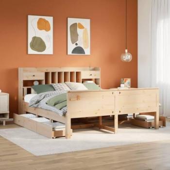 Letto Libreria in legno di borovo 180x200 cm, senza materasso