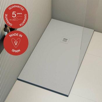 Poalgi – Plateau de douche 80x150 cm – Humo – Série Hos's – Extraplano et antidérapant C3 – Texture Pérgola