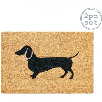 Nicola Spring Coir Door Mats 60 x 40cm Sausage Dog Pack of 2