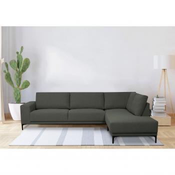 Ecksofa Xander L‑Form – 289 cm Breite, Webstoff, Soft‑Touch Chenille, Metallfüße in Schwarz