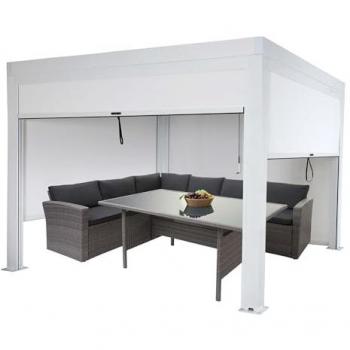 Lamellen-Pavillon HWC-L46, 11cm-Alu-Gestell, sturmfest, 3x3m, weiß