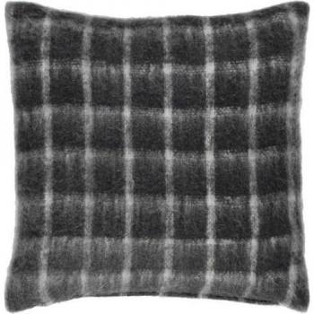 Coussin Gris Yard Yarrow – Housse en faux mohair à carreaux (45 × 45 cm)