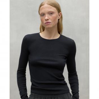 Camiseta Sines Negra de Mujer Ecoalf - Manga Larga, Cuello Redondo, Lyocell Sostenible