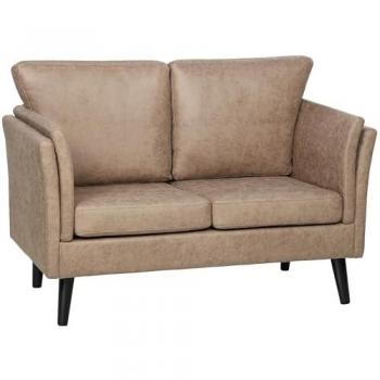 Compact 2‑Seater Bedroom Couch – Light Brown