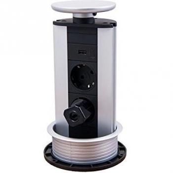Schulte EVOline Port 04.004 versenkbare Steckdose Charger 2 VDE + USB Edelstahl