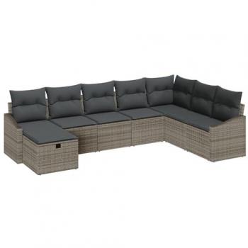 VidaXL Pack canapés de jardin 8 pcs, coussins en rattan gris – modèle 3359328