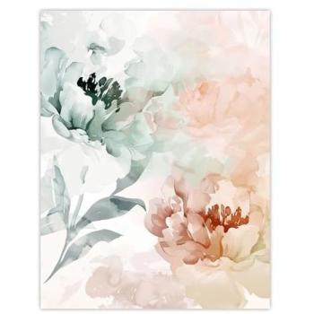 Serene Peonies – Tranquil Teal & Pink Print (12x16)