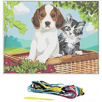 Kit complet canevas 15 x 20 cm motif chiot et chaton