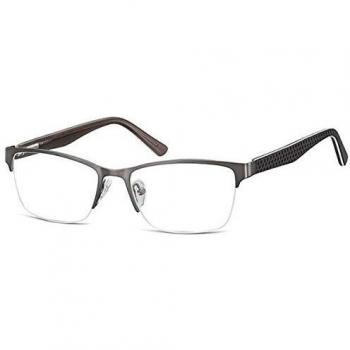 Rectangle Semi Rimless Metal Men's Prescription Glasses Grey Size 53 - Blue Light Block