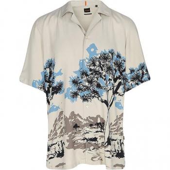 BOSS Beige Kurzarm Viskose Shirt S