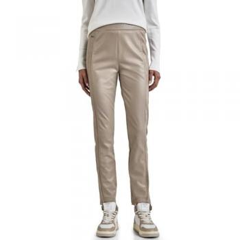 STREET ONE Imitationslederhose beige