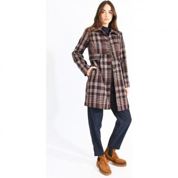 Cappotto lungo da donna a quadri con bottoni Molly Bracken