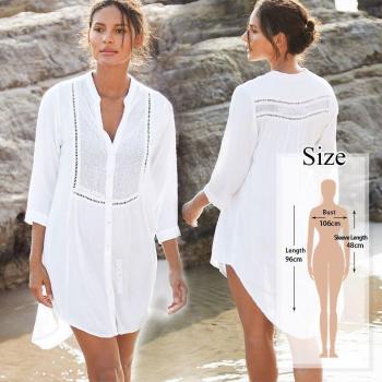 Robe de Plage Sexy en Rayonne Blanche - Pareo Maillot de Bain # Q116