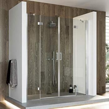 Puerta de ducha abatible IDRALITE 2 hojas vidrio transparente con tratamiento easy-clean altura 190 cm modelo Flip 140 cm