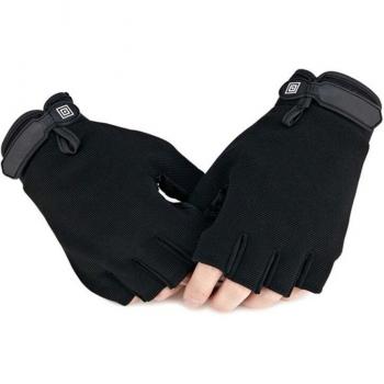 Men Women Black Half Finger Camping Gloves