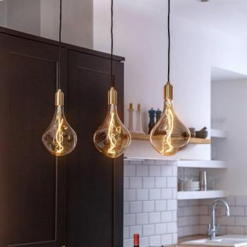Tala Triplè Pendolo Lineare in Metallo e Vetro LED