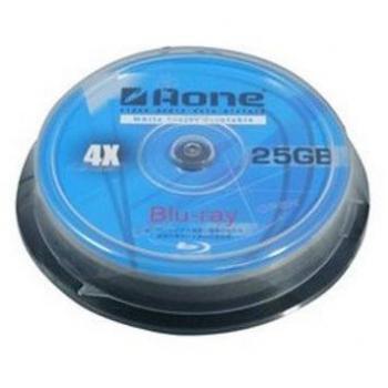 Aone 4X 25GB Blu-Ray Disc Full Face Printable 10 PK Spindle