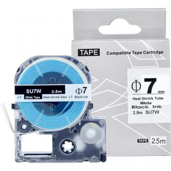 SU7Y 7mm Black on Yellow Heat Shrink Tube Label Tape for Tepra Printers
