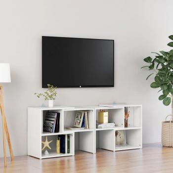 Mueble de TV aglomerado blanco con brillo 104x30x52 cm