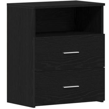 Armadietti da Letto 2 pz Nero Rovere 50x32x60cm
