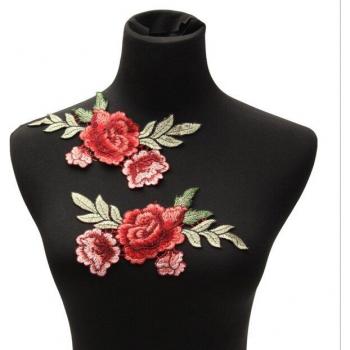 2PC Floral Embroidery Sew-On Patch for Hats and Bags