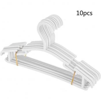 Cintres tubulaires pour enfants en plastique blanc antidérapants - Pack de 10