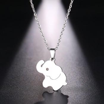 Collar unisex de acero inoxidable con colgante de elefante en dorado y plateado