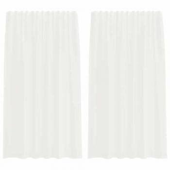 Voile de cameră cu buzunare, 2 piese, alb – vidaXL