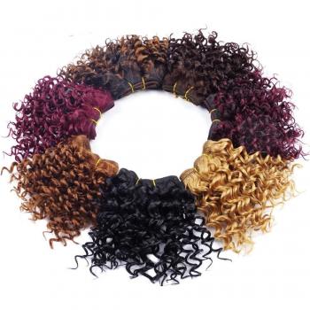 Sallyhair 3pcs Jerry Curly High Temp Hair Weft Extensions