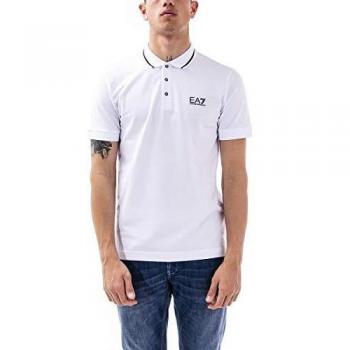 EA7 Polo Uomo ARMANI Bianca Maniche Corte in Piquet Elasticizzato
