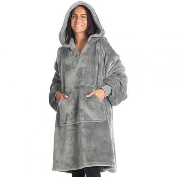 LAVATELLI S.R.L. Coperta Con Cappuccio Indossabile, 95x95 Cm Grigio