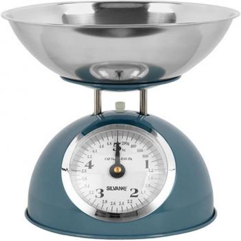 Silvano Vintage Kitchen Scale con Cuenco Extraíble en Acero Inoxidable (Azul/Red)