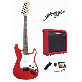 Johnny Brook Standard Guitar Kit with 20W Colour Coded Combo Amplifier - Red