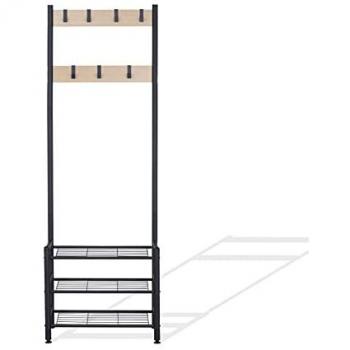 MOBILI REBECCA - Rebecca Mobili Mobile da Ingresso Appendiabiti con 3 Ripiani Porta Scarpe in Legno e Metallo