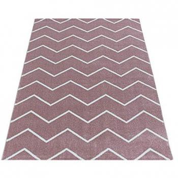 Stilvoller Designer Teppich: Modernes Kurzflor-Zick-Zack Design, Wohnzimmer