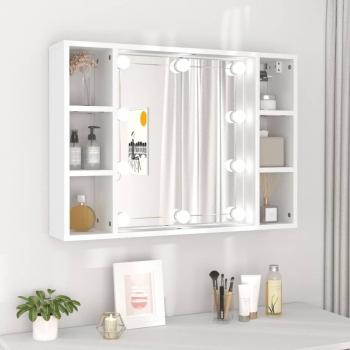 Armoire à miroir LED Blanc 76x15x55 cm