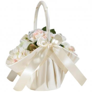 Lillian Rose Large Satin Flower Basket, Ivory, 9.5