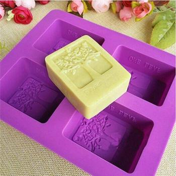 Tree-Shaped Silicone Mold for Soap and Chocolate - Purple Rectangle
