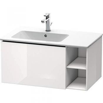 Duravit L-Cube Waschtischunterbau wandhängend 82,0 x 48,1 cm, 1 Auszug, Regalelement seitlich, für ME by Starck 234583 Becken links, Farbe: Weiß Hochglanz Dekor