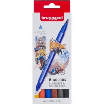 Carioca Brush Fineliner Pack (Amsterdam), 6 Pens