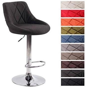 Bar Sgabello Lazio Tessuto Cromo Grigio con Regolazione Altezza 83‑104 cm