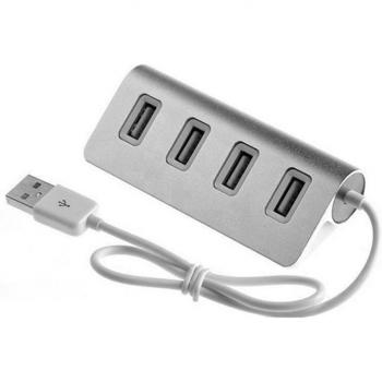 Adaptateur USB 4 Ports en Aluminium avec Indicateur LED pour Ordinateur Portable