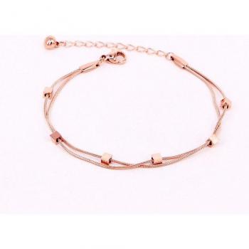 Tobillera de Hueso de Serpiente 6 Cubos Oro Rosa