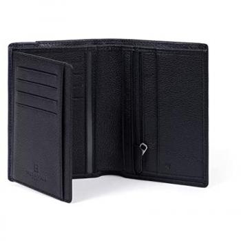 Portefeuille Compact Hexagona en Cuir Noir