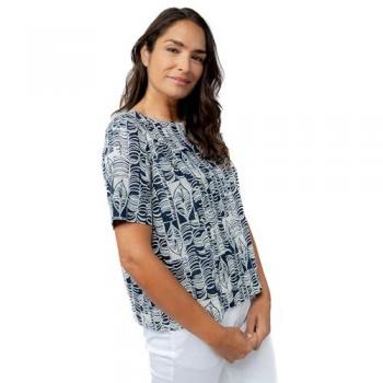 Navy Comfort Linen Blouse