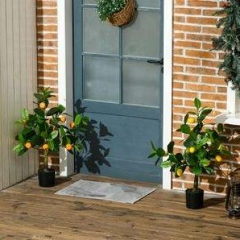 Pack de 2 árboles decorativos: naranjo y limonero de 60 cm